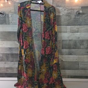 LuLaRoe Multicolor Roses Knit Cardigan Sarah Sz XL